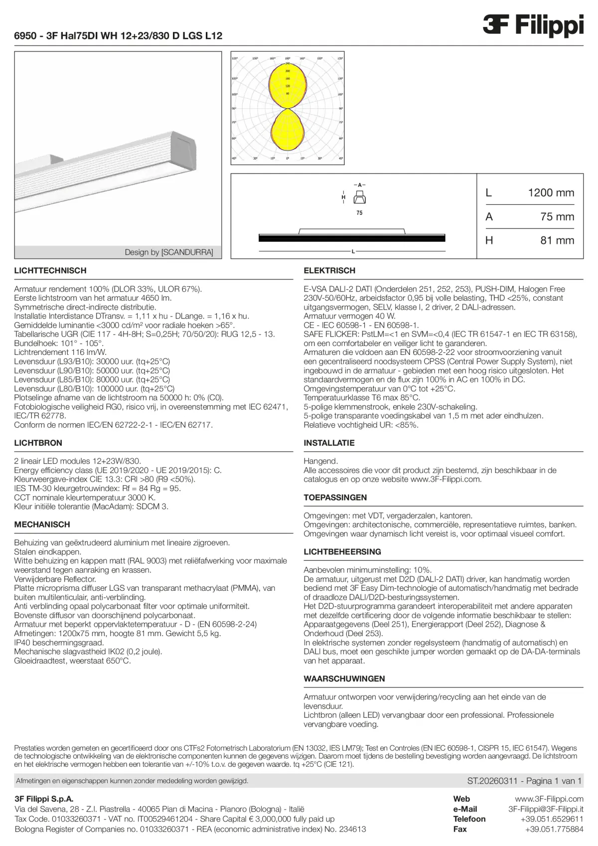 6950 - 3F Hal75DI WH 12+23-830 D LGS L12 - Datasheet - nl