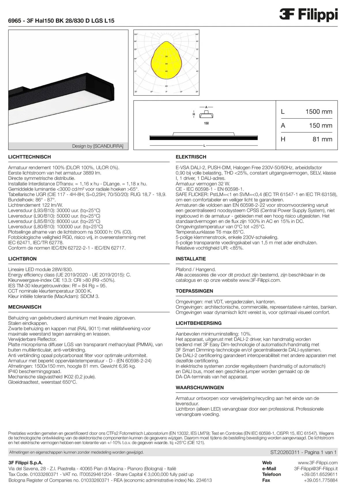 6965 - 3F Hal150 BK 28-830 D LGS L15 - Datasheet - nl