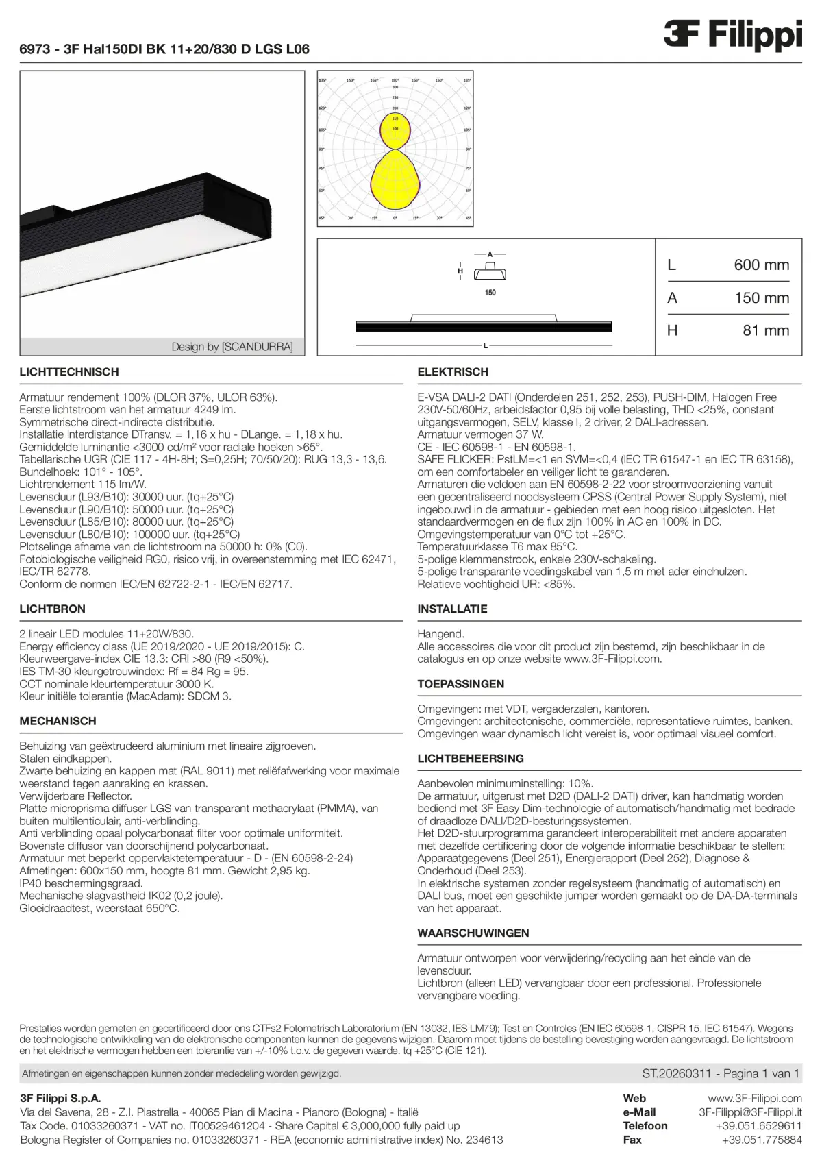 6973 - 3F Hal150DI BK 11+20-830 D LGS L06 - Datasheet - nl