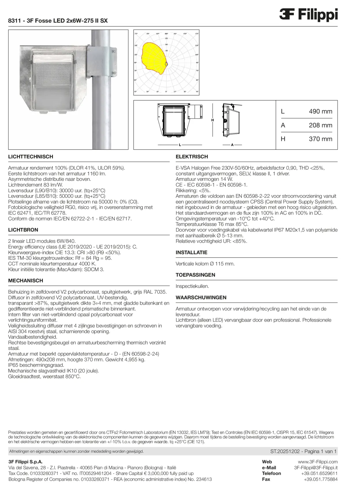 8311 - 3F Fosse LED 2x6W-275 II SX - Datasheet - nl