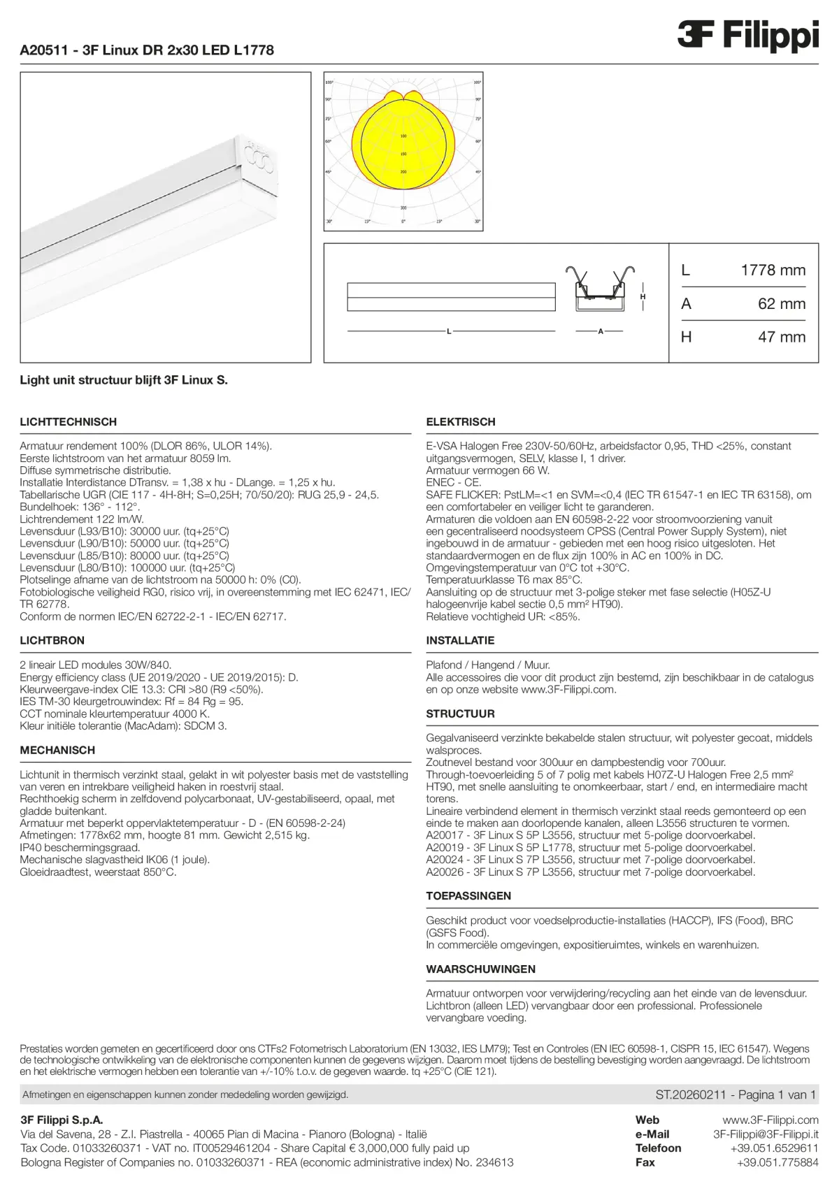 A20511 - 3F Linux DR 2x30 LED L1778 - Datasheet - nl