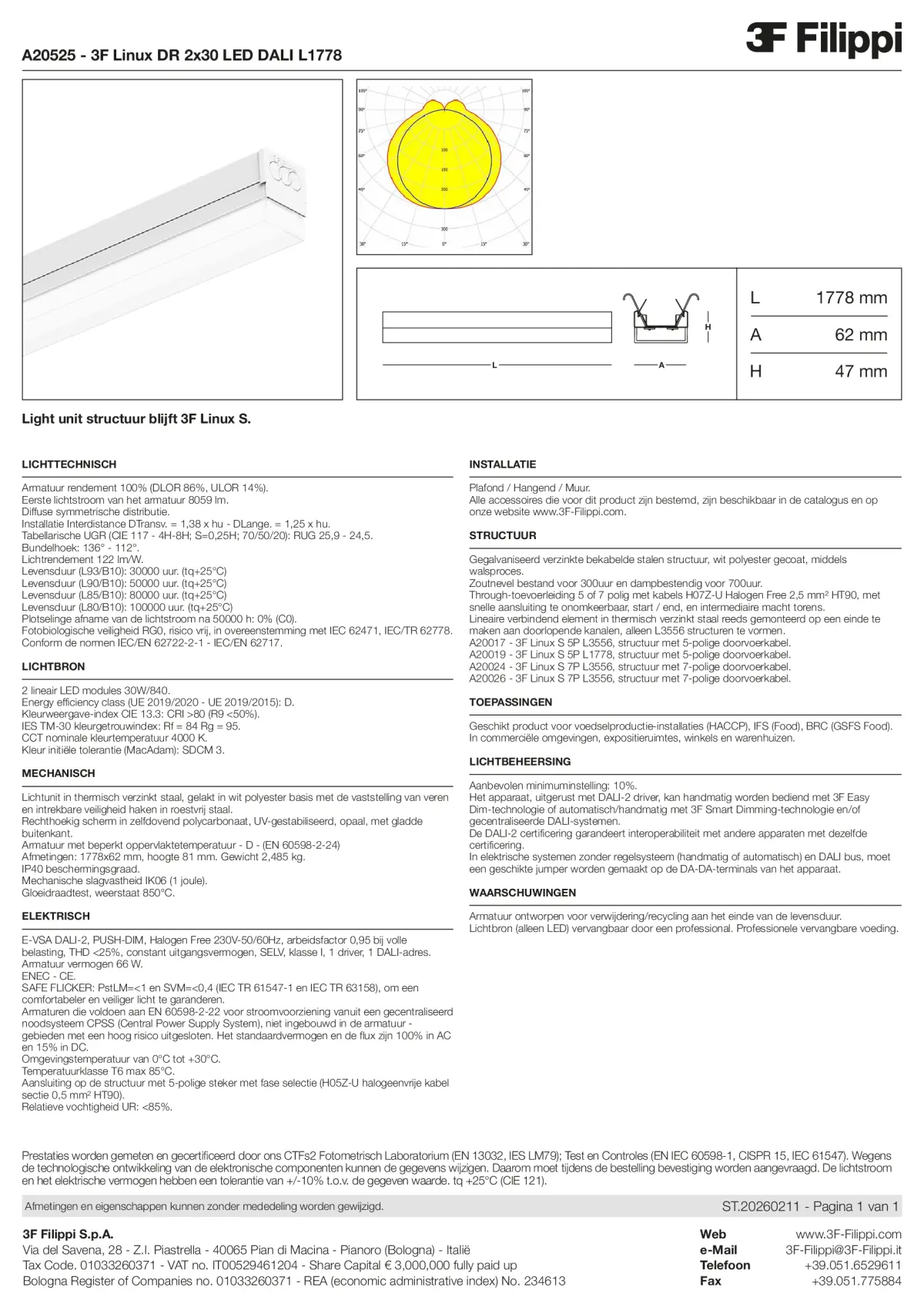 A20525 - 3F Linux DR 2x30 LED DALI L1778 - Datasheet - nl