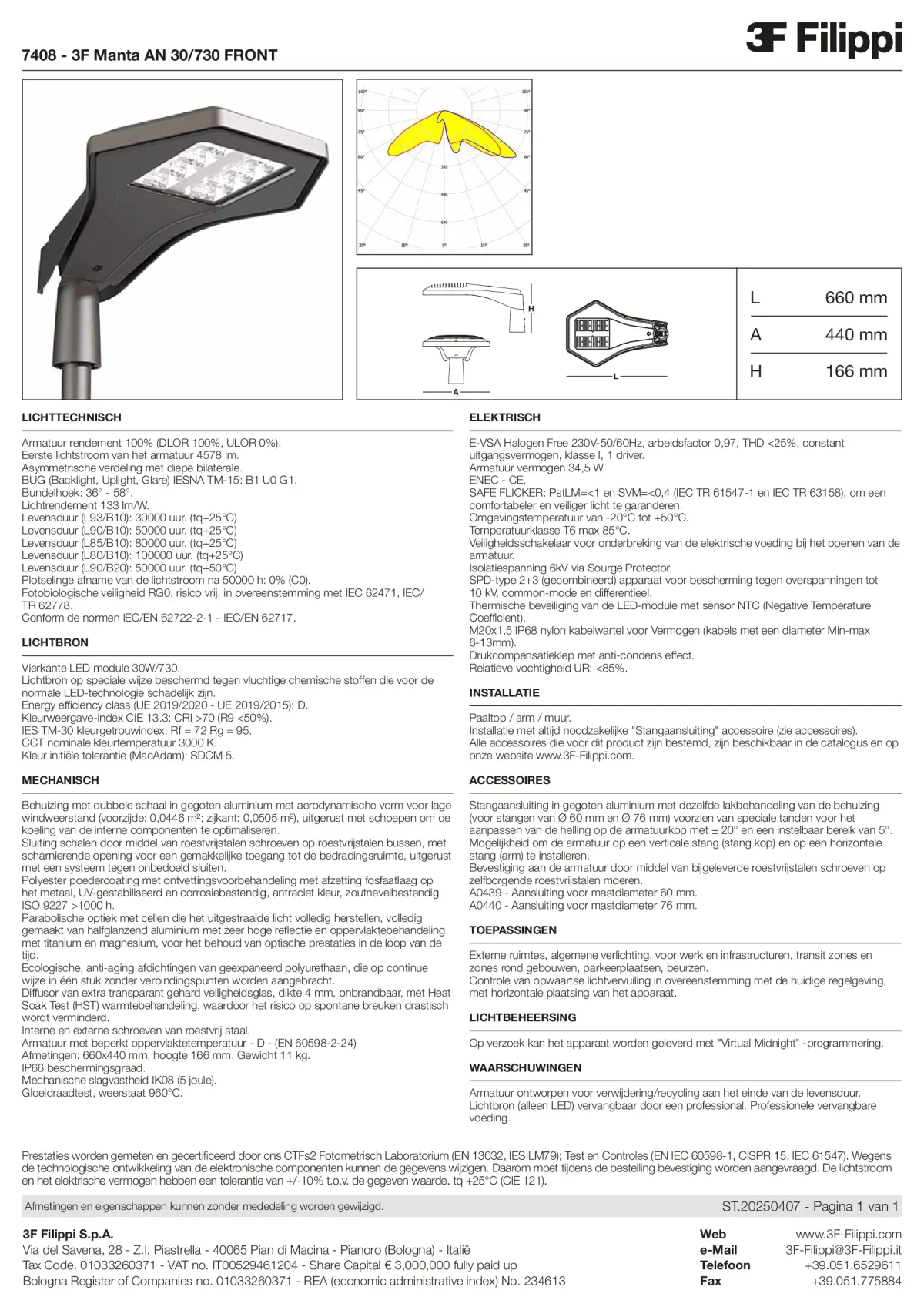 7408 - 3F Manta AN 30-730 FRONT - Datasheet - nl
