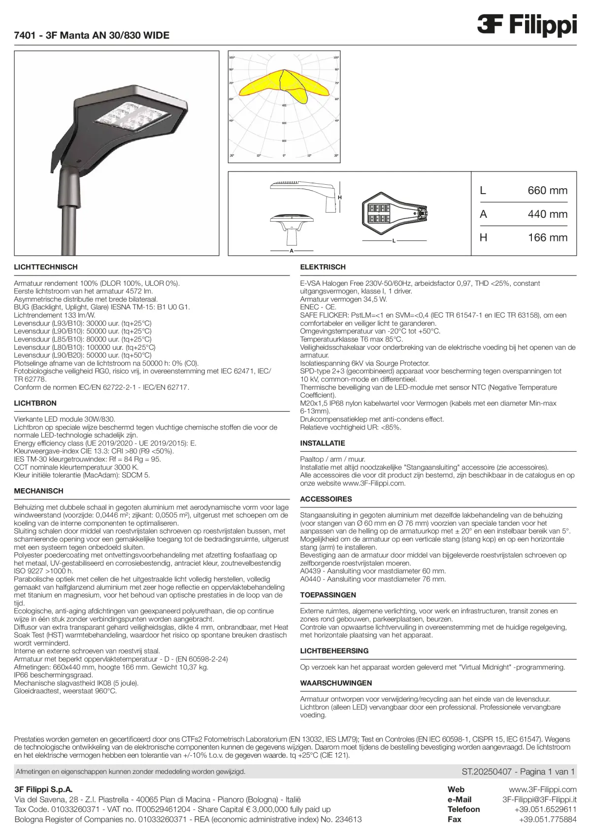 7401 - 3F Manta AN 30-830 WIDE - Datasheet - nl