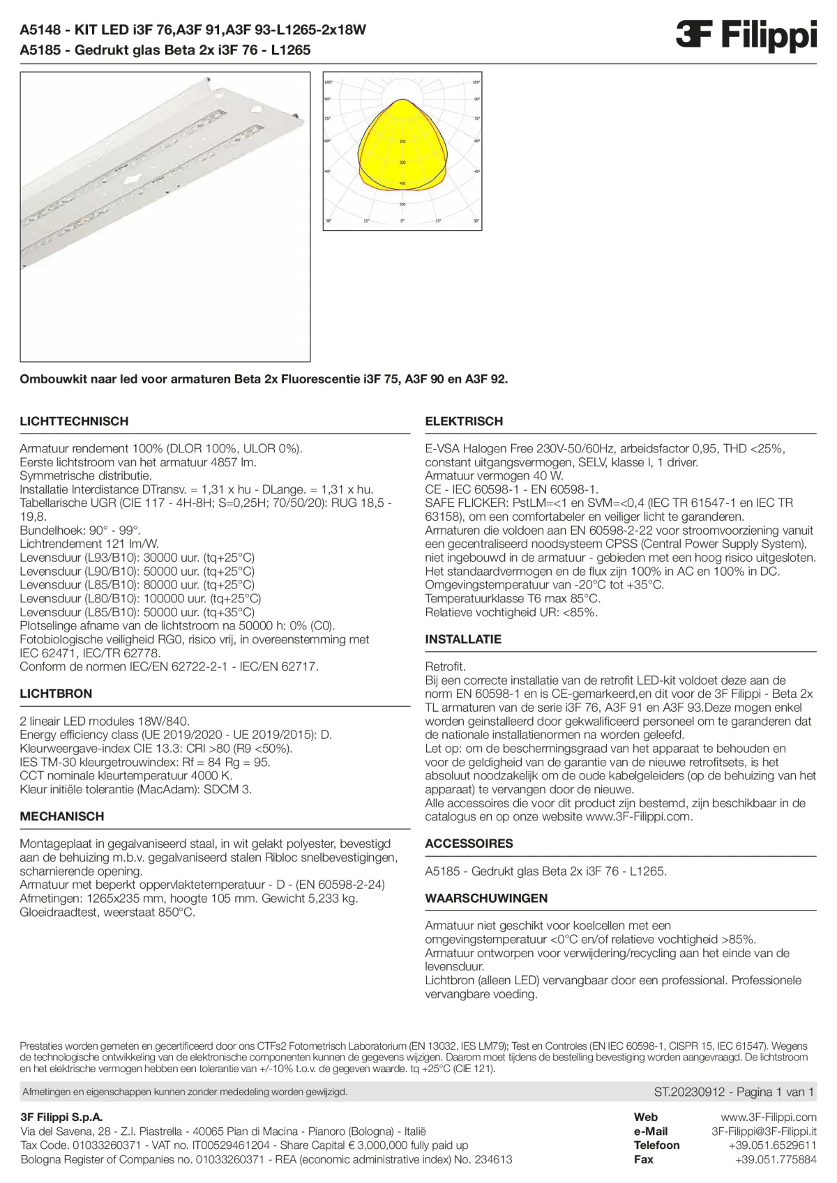 A5148+A5185 - KIT LED i3F 76,A3F 91,A3F 93-L1265-2x18W + VS - Datasheet - nl