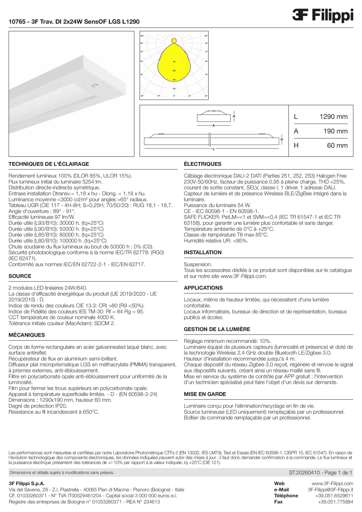 10765 - 3F Trav. DI 2x24W SensOF LGS L1290 - Datasheet - fr