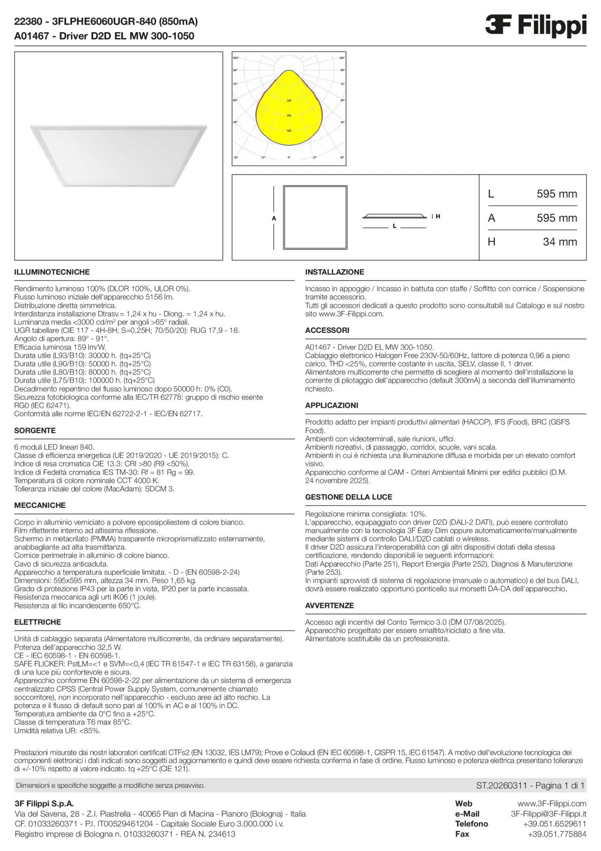 22380+A01467 - 3FLPHE6060UGR-840 (850mA) + D2D EL MW 300-1050 - Datasheet - it
