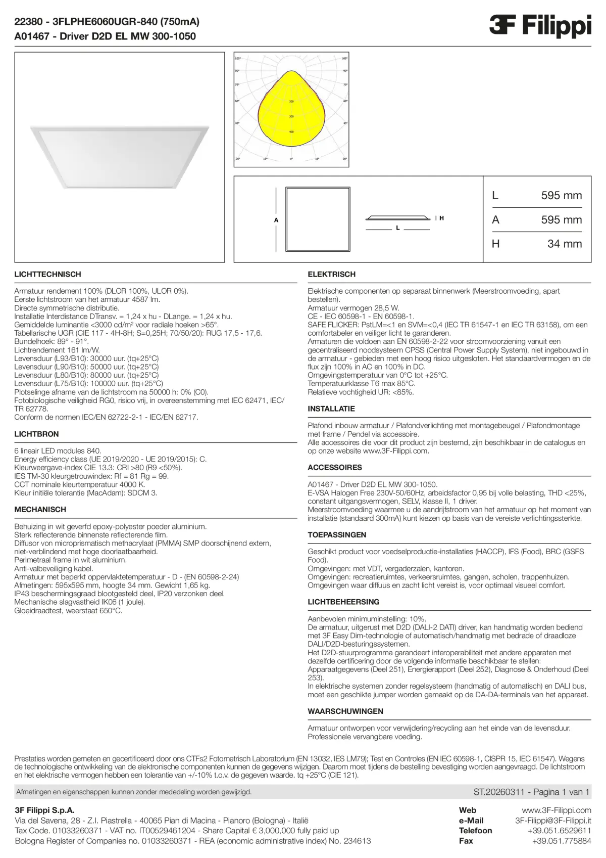 22380+A01467 - 3FLPHE6060UGR-840 (750mA) + D2D EL MW 300-1050 - Datasheet - nl