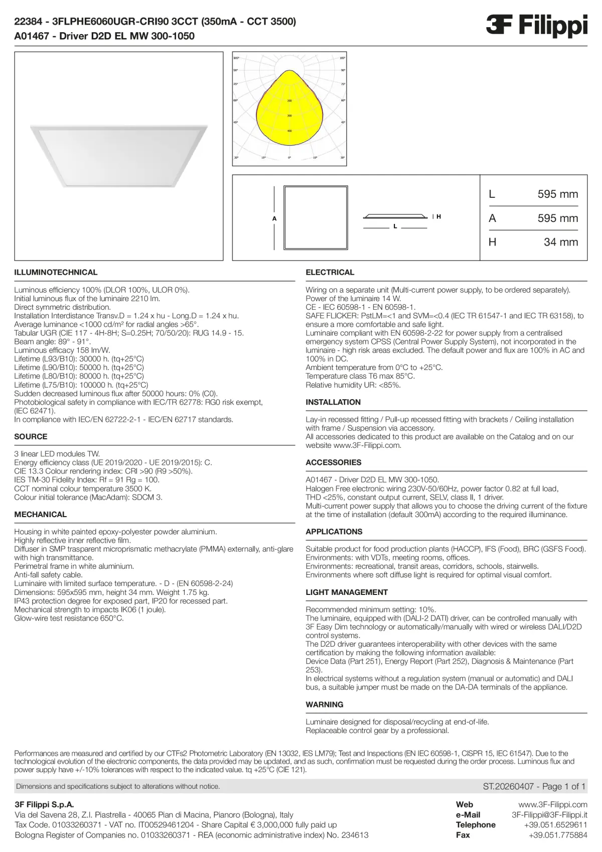 22384+A01467 - 3FLPHE6060UGR-CRI90 3CCT (350mA - CCT 3500) + D2D EL MW 300-1050 - Datasheet - en