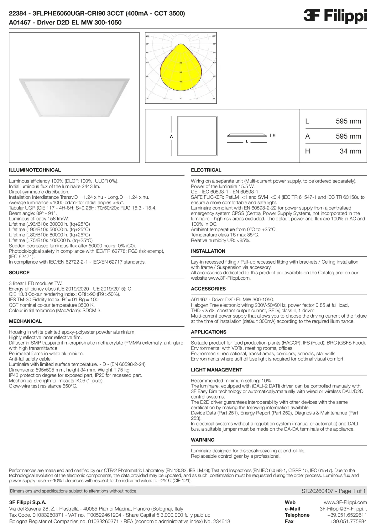 22384+A01467 - 3FLPHE6060UGR-CRI90 3CCT (400mA - CCT 3500) + D2D EL MW 300-1050 - Datasheet - en