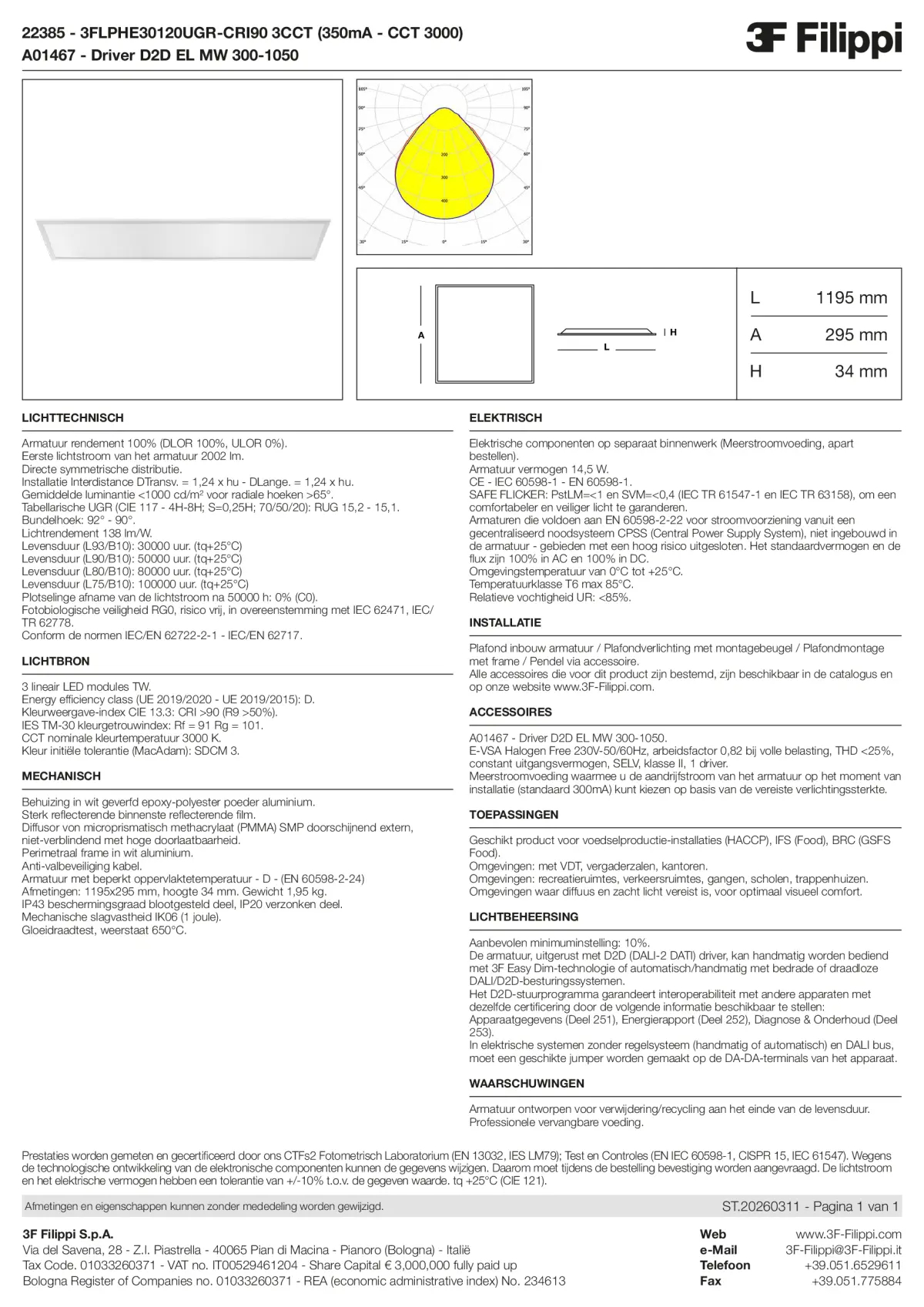 22385+A01467 - 3FLPHE30120UGR-CRI90 3CCT (350mA - CCT 3000) + D2D EL MW 300-1050 - Datasheet - nl