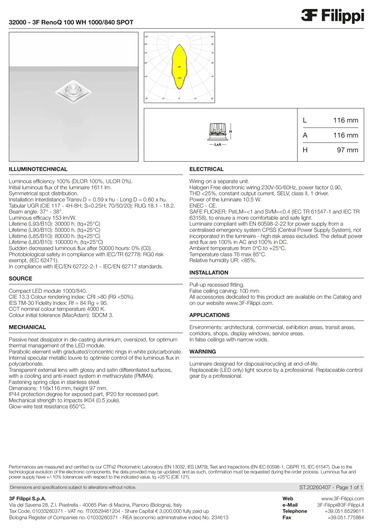 32000 - 3F RenoQ 100 WH 1000-840 SPOT - Datasheet - en