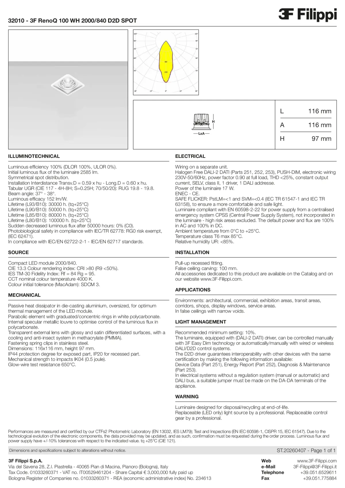 32010 - 3F RenoQ 100 WH 2000-840 D2D SPOT - Datasheet - en
