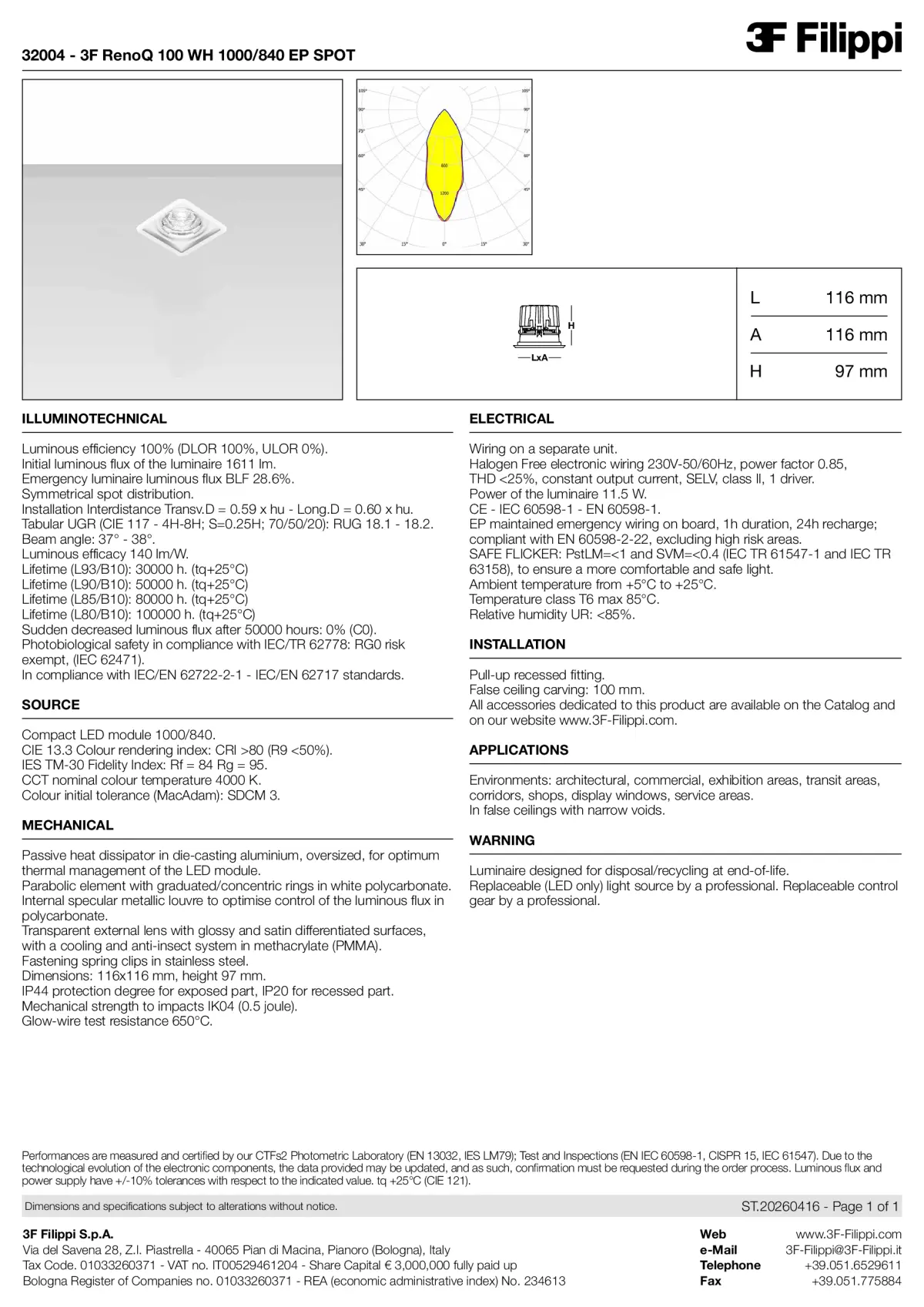 32004 - 3F RenoQ 100 WH 1000-840 EP SPOT - Datasheet - en