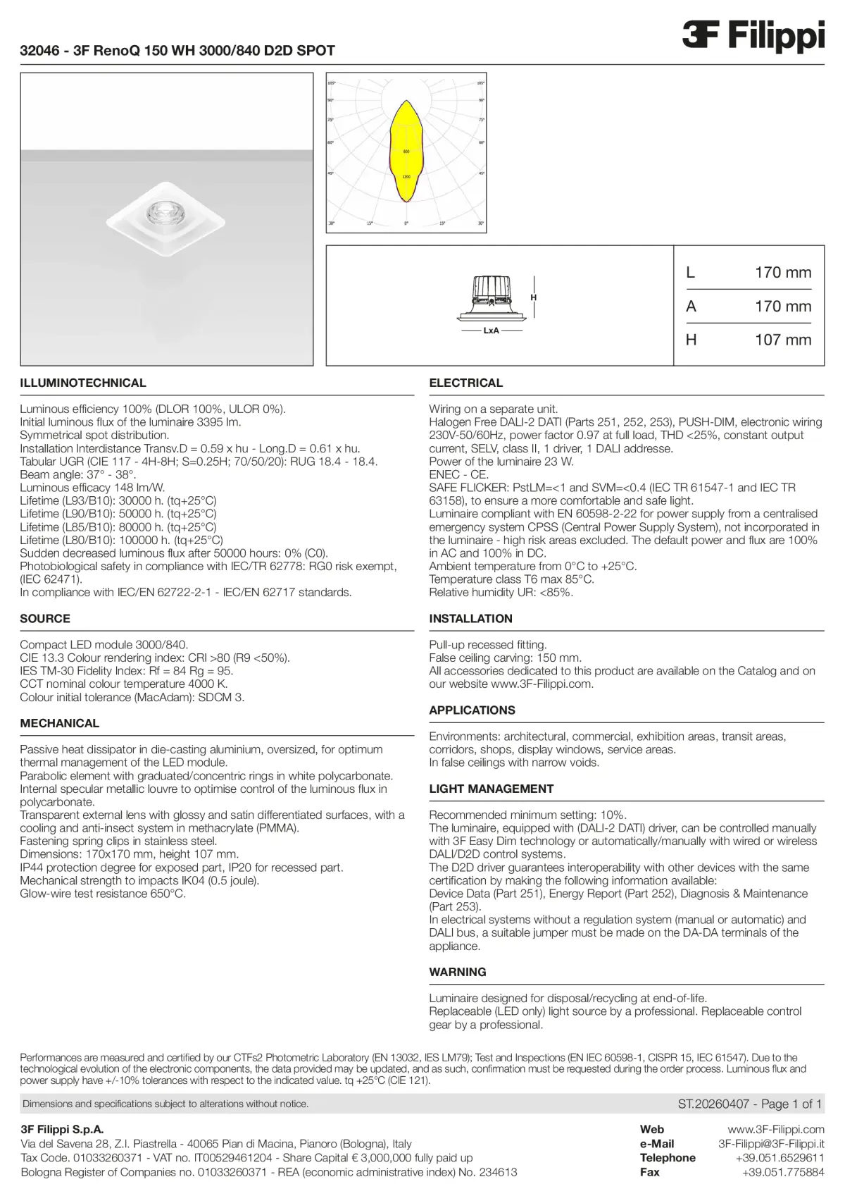 32046 - 3F RenoQ 150 WH 3000-840 D2D SPOT - Datasheet - en
