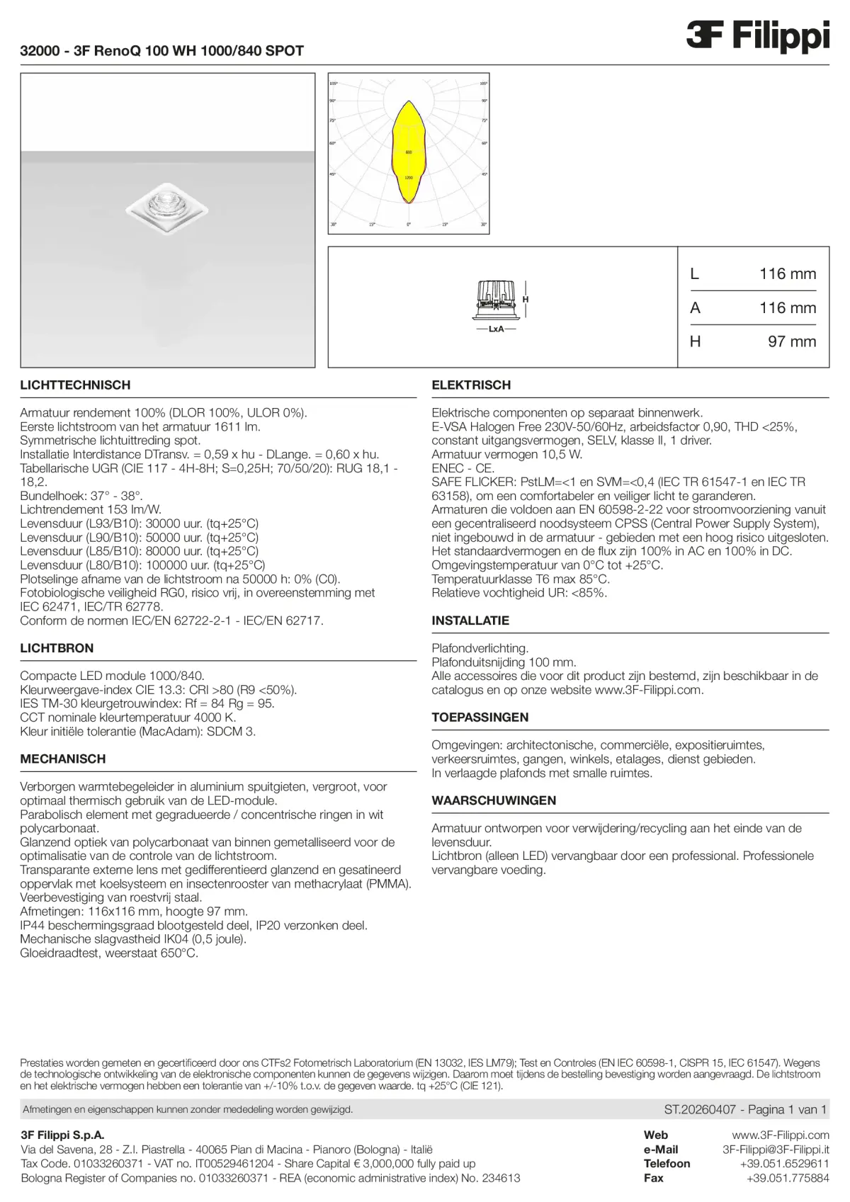 32000 - 3F RenoQ 100 WH 1000-840 SPOT - Datasheet - nl