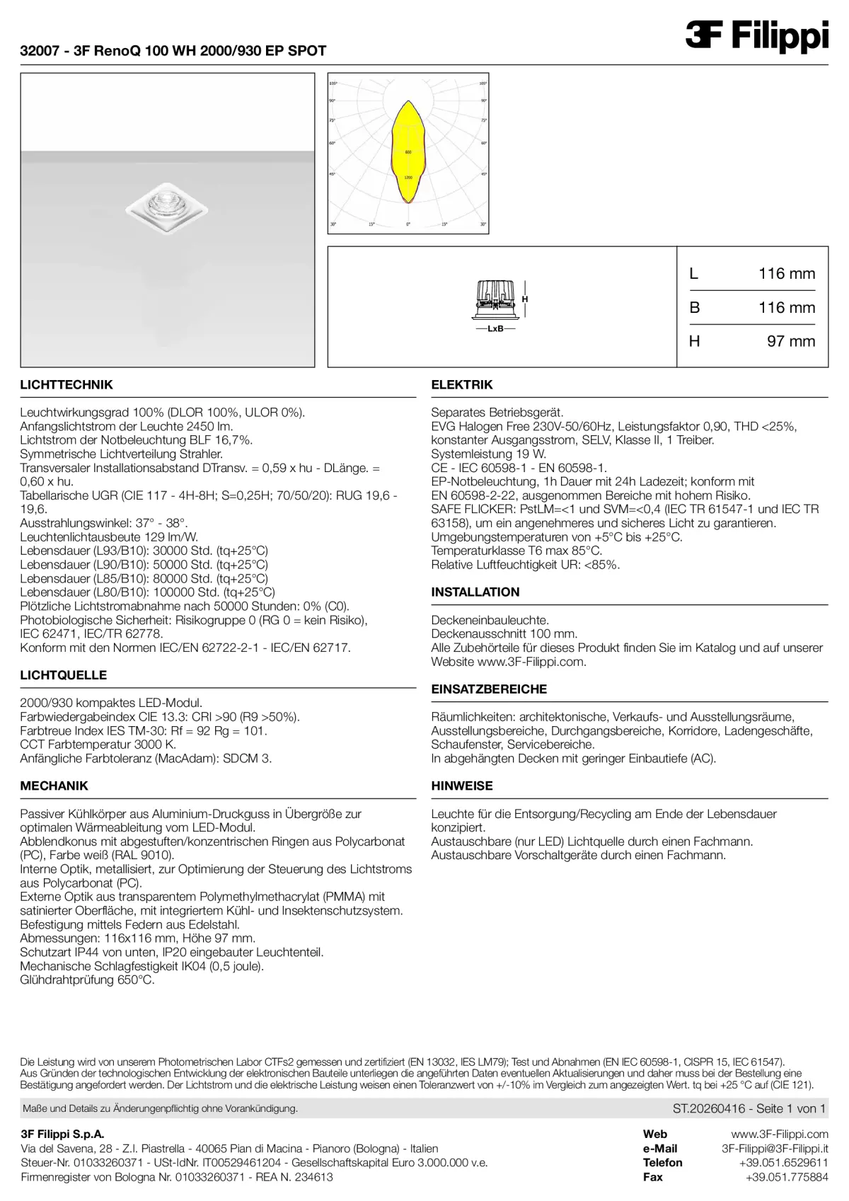 32007 - 3F RenoQ 100 WH 2000-930 EP SPOT - Datasheet - de