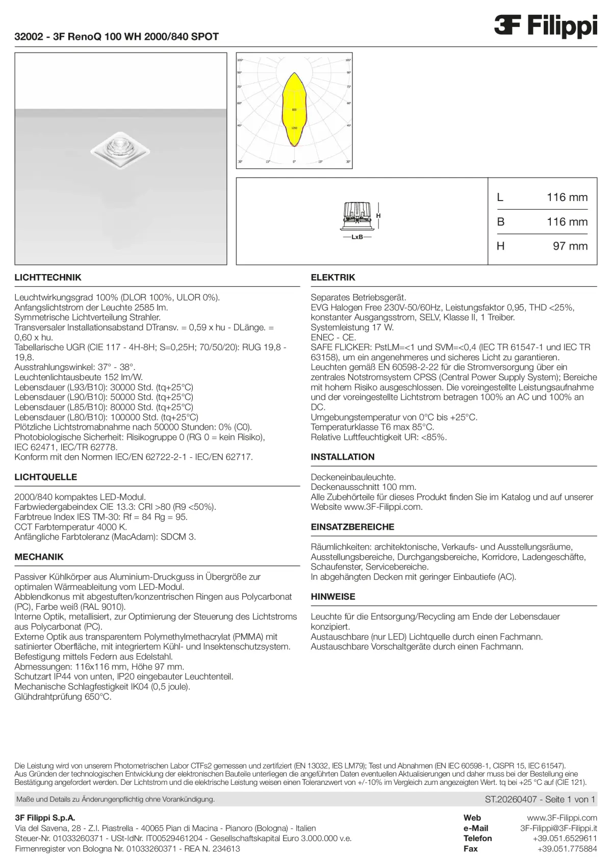 32002 - 3F RenoQ 100 WH 2000-840 SPOT - Datasheet - de