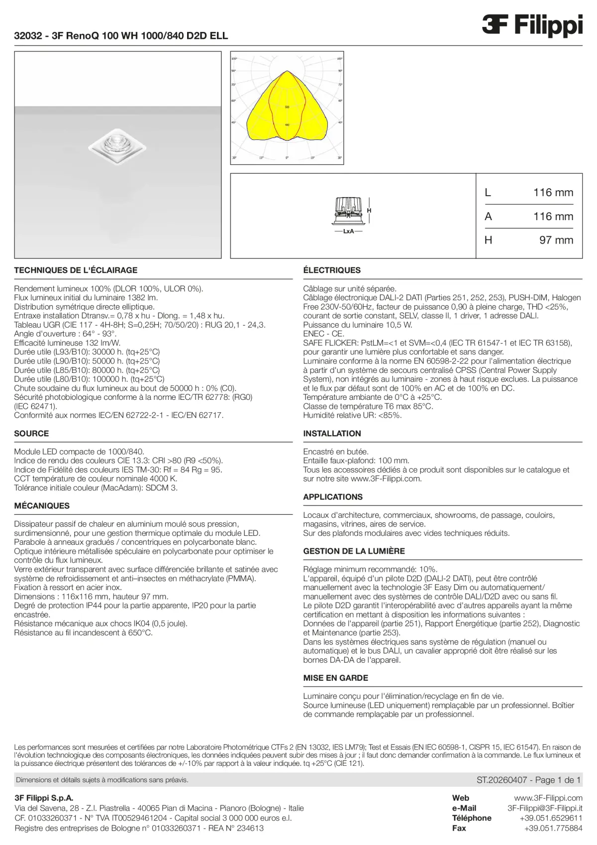 32032 - 3F RenoQ 100 WH 1000-840 D2D ELL - Datasheet - fr