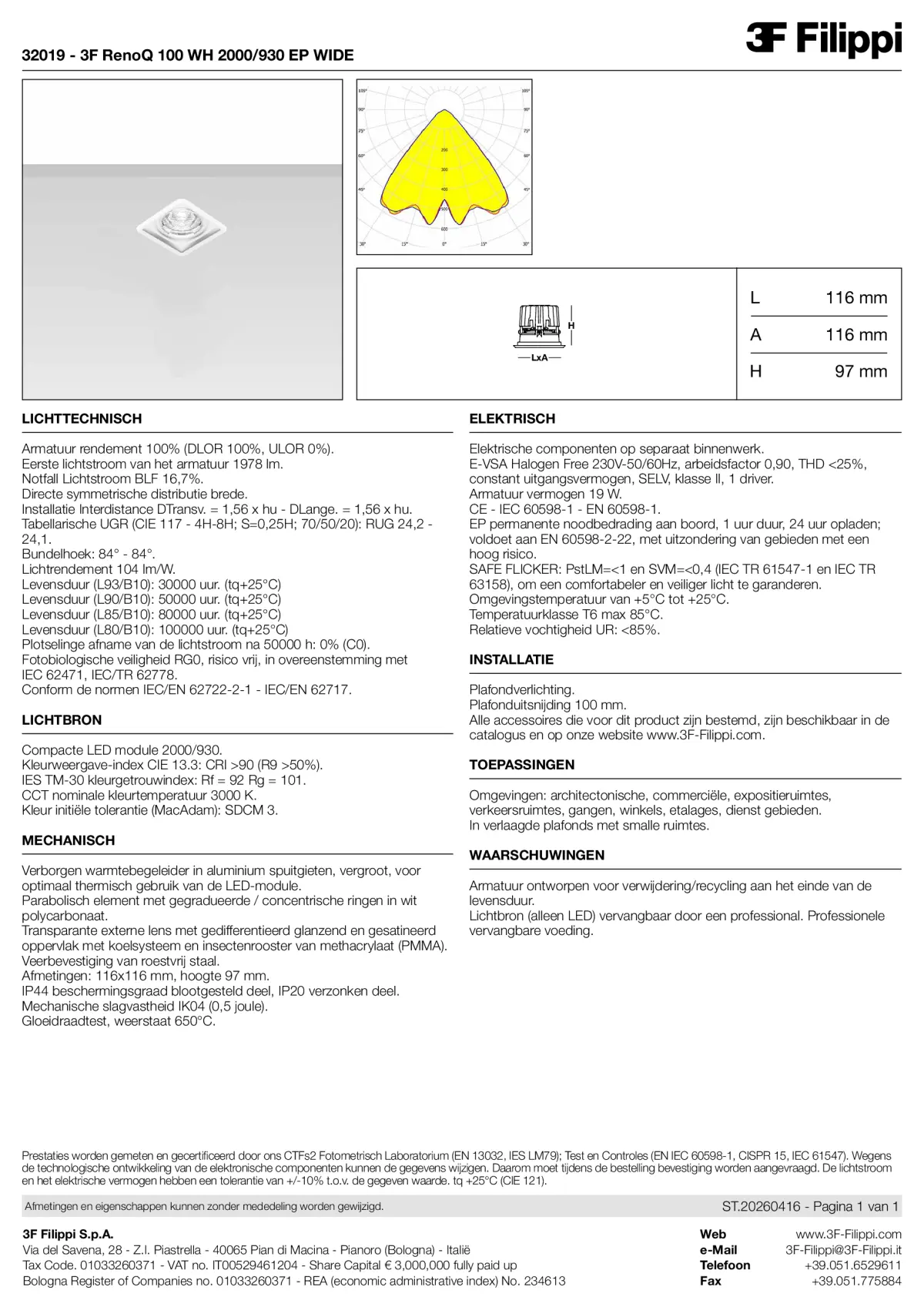32019 - 3F RenoQ 100 WH 2000-930 EP WIDE - Datasheet - nl