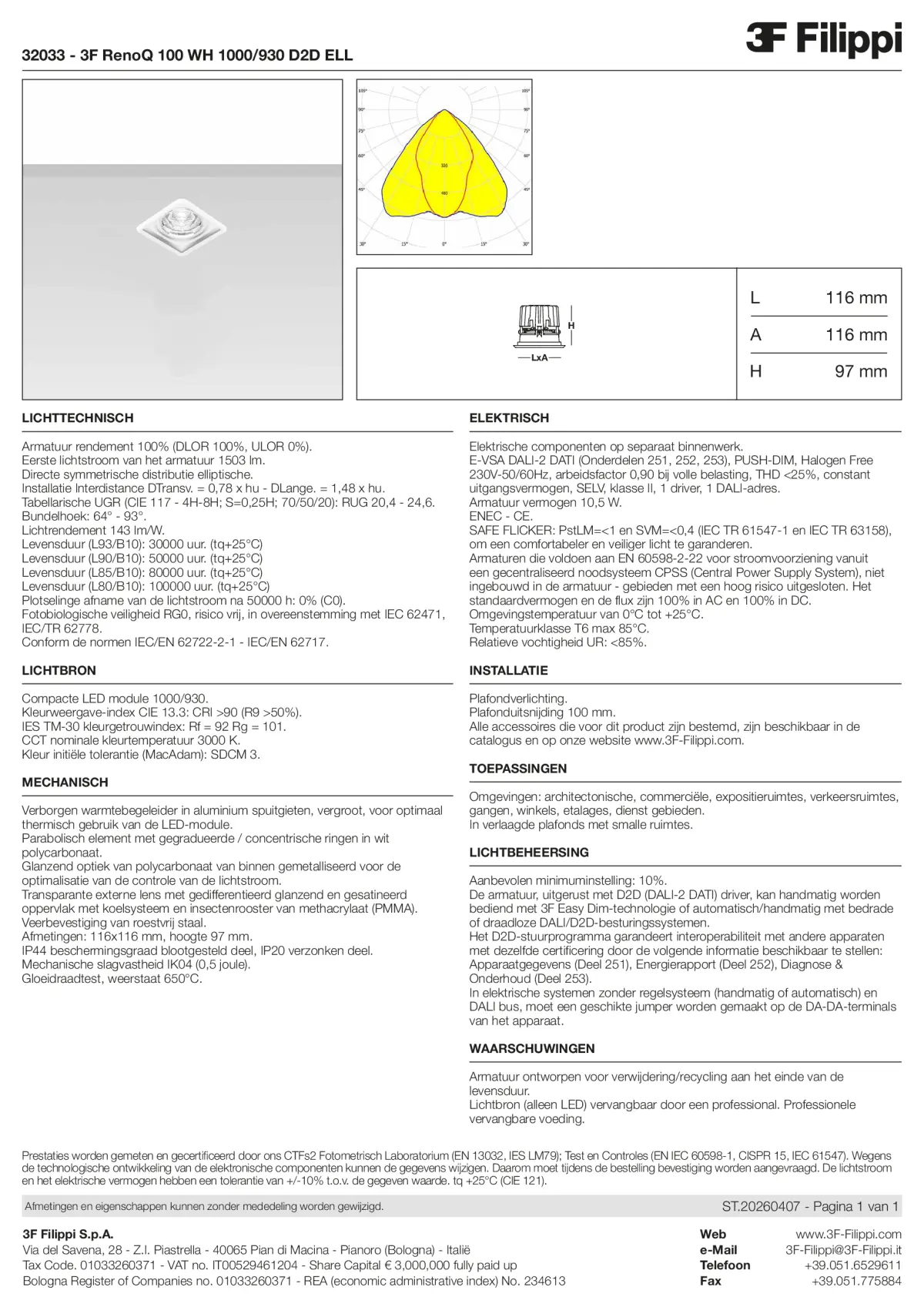 32033 - 3F RenoQ 100 WH 1000-930 D2D ELL - Datasheet - nl