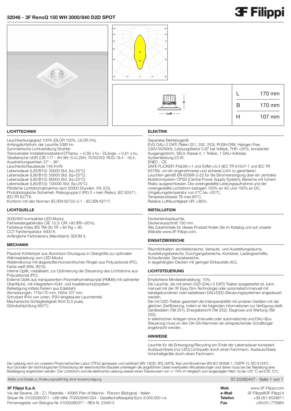 32046 - 3F RenoQ 150 WH 3000-840 D2D SPOT - Datasheet - de