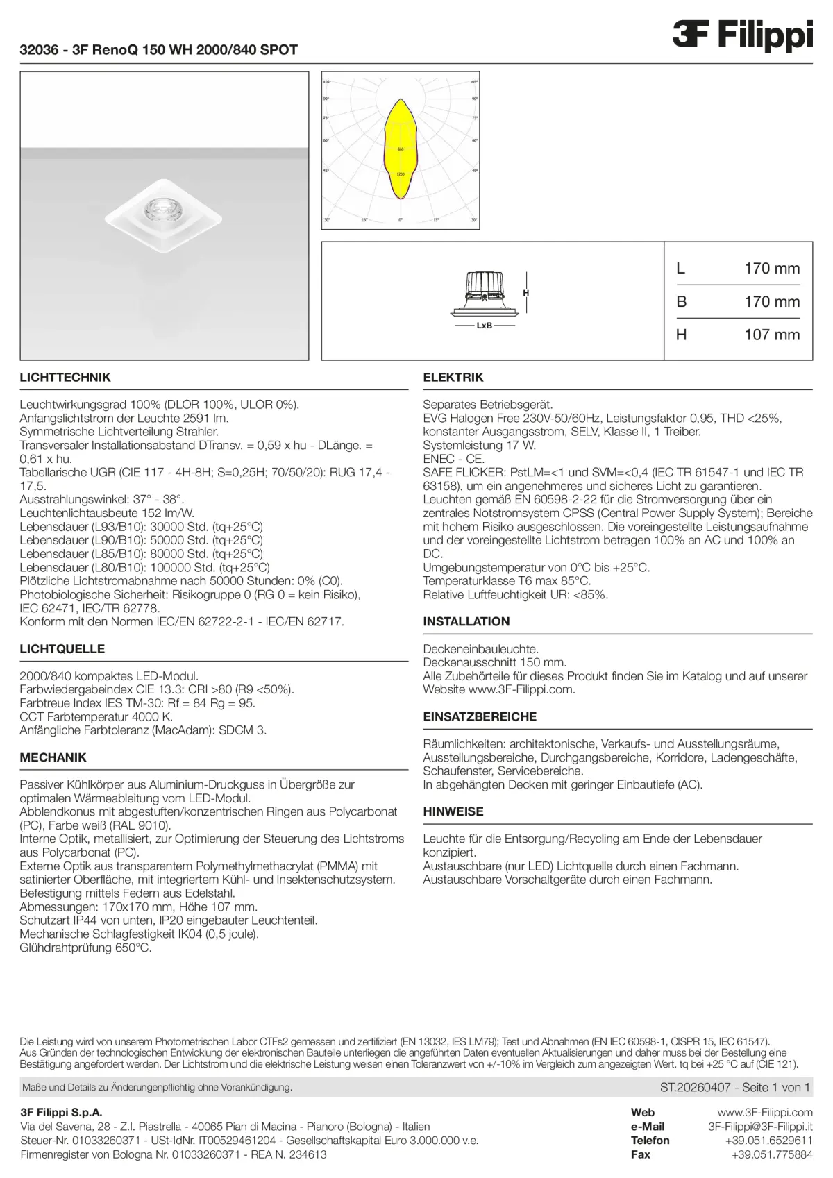 32036 - 3F RenoQ 150 WH 2000-840 SPOT - Datasheet - de