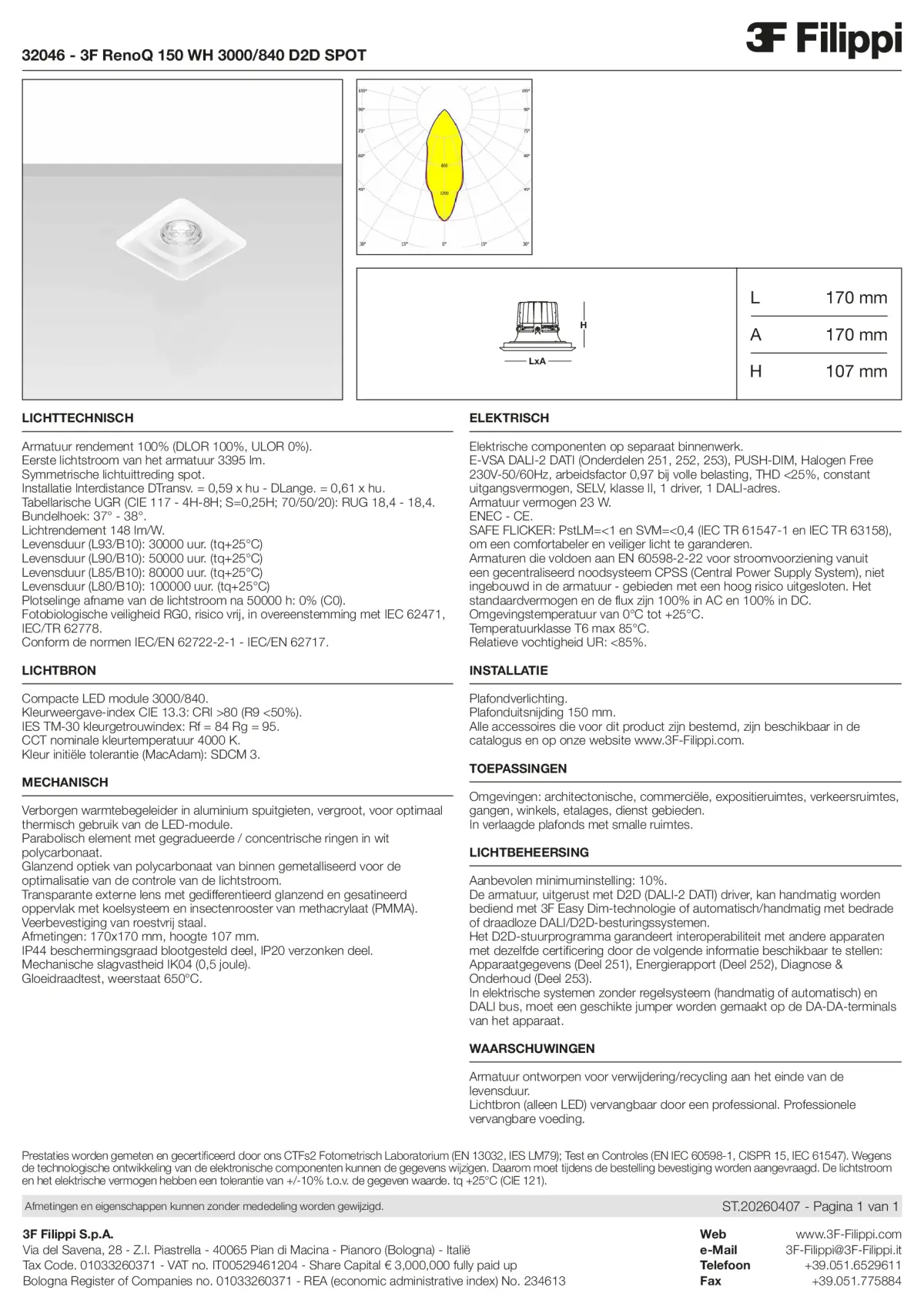 32046 - 3F RenoQ 150 WH 3000-840 D2D SPOT - Datasheet - nl