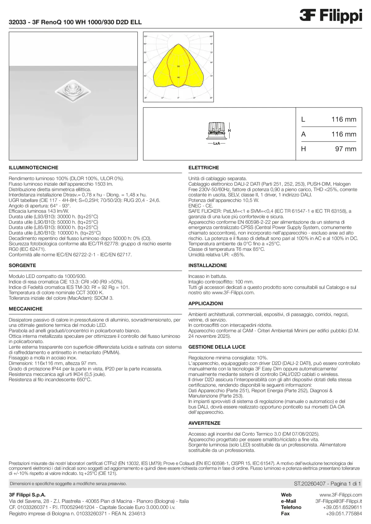 32033 - 3F RenoQ 100 WH 1000-930 D2D ELL - Datasheet - it