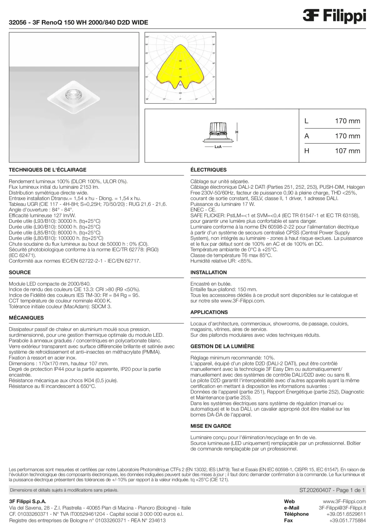 32056 - 3F RenoQ 150 WH 2000-840 D2D WIDE - Datasheet - fr