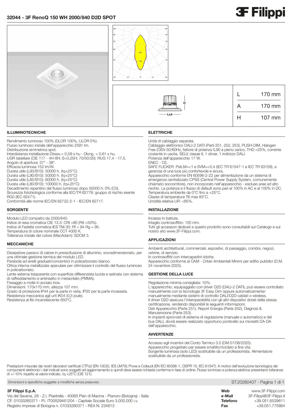 32044 - 3F RenoQ 150 WH 2000-840 D2D SPOT - Datasheet - it