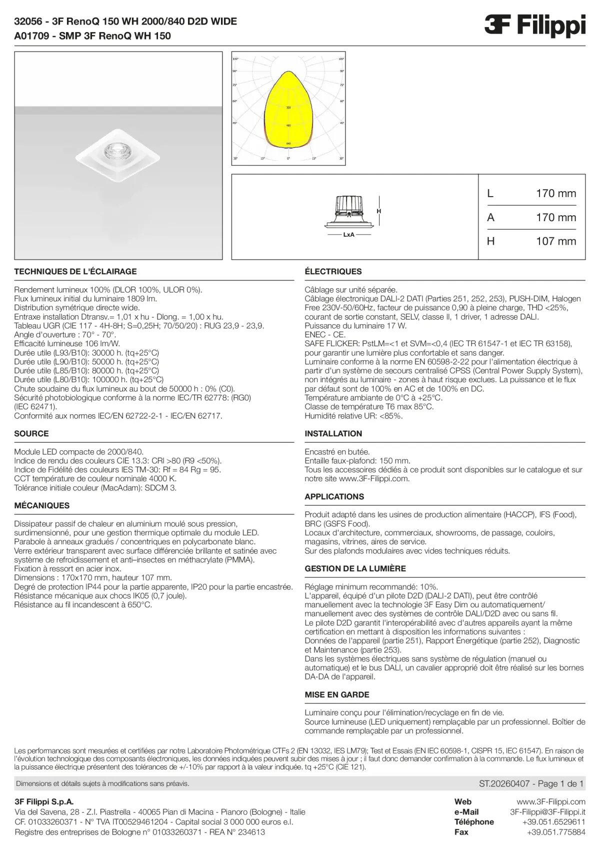 32056+A01709 - 3F RenoQ 150 WH 2000-840 D2D WIDE + SMP WH - Datasheet - fr