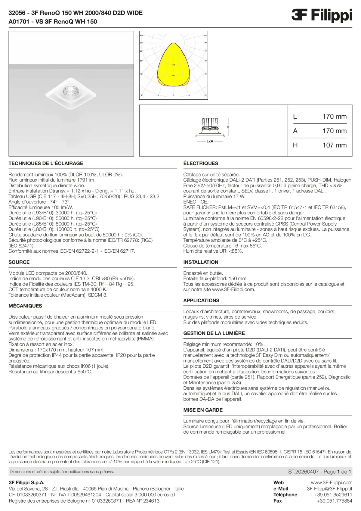32056+A01701 - 3F RenoQ 150 WH 2000-840 D2D WIDE + VS WH - Datasheet - fr