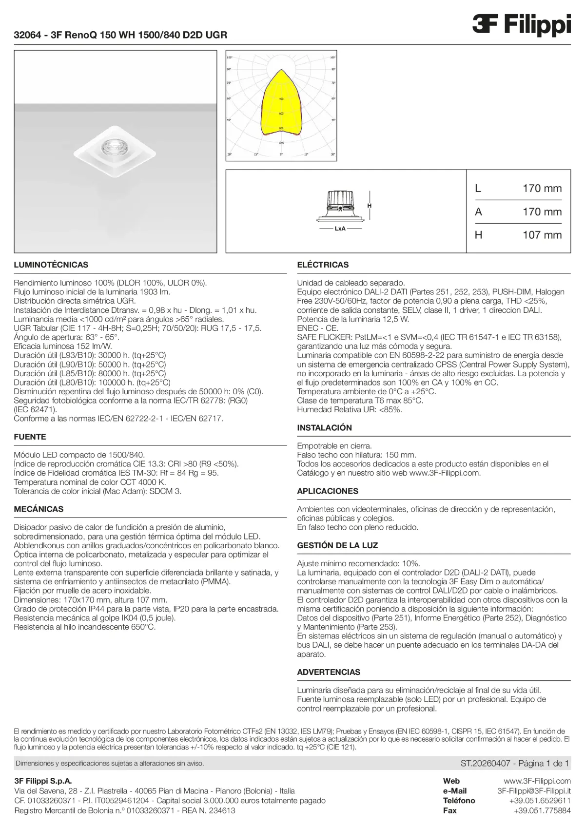 32064 - 3F RenoQ 150 WH 1500-840 D2D UGR - Datasheet - es