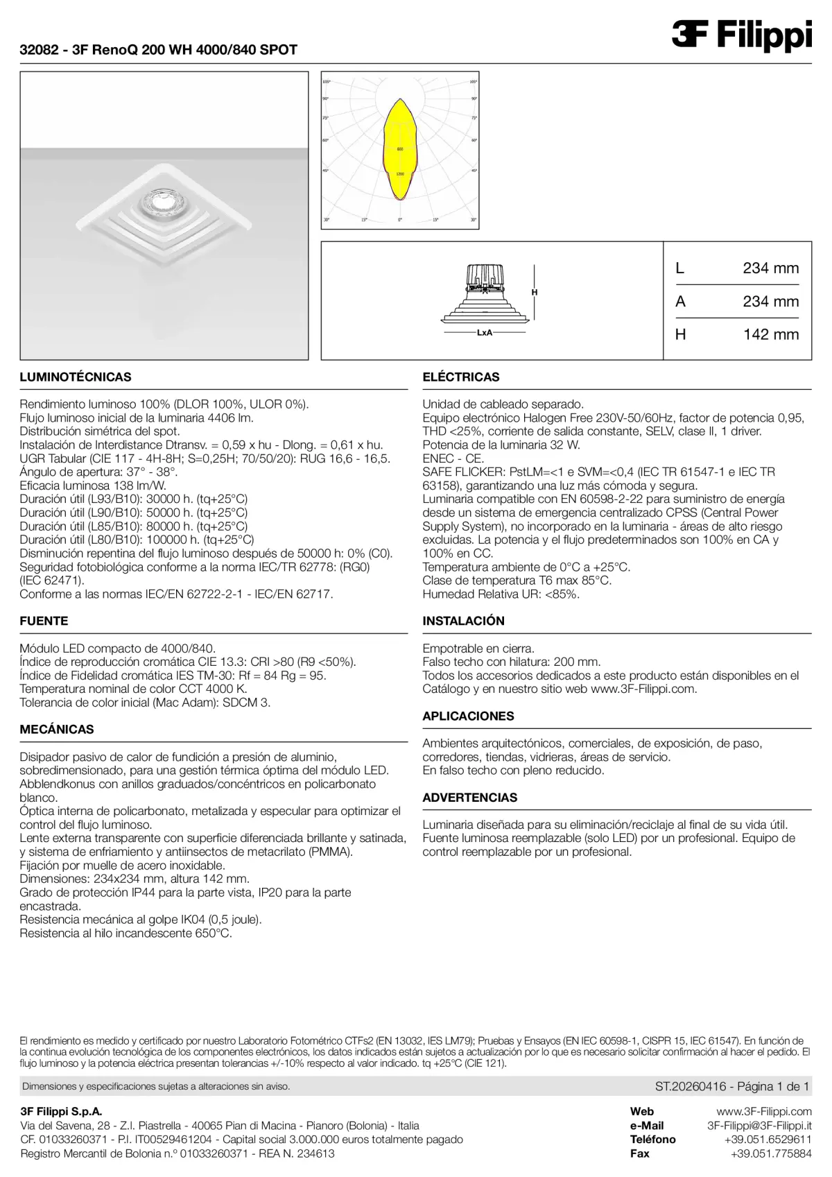 32082 - 3F RenoQ 200 WH 4000-840 SPOT - Datasheet - es