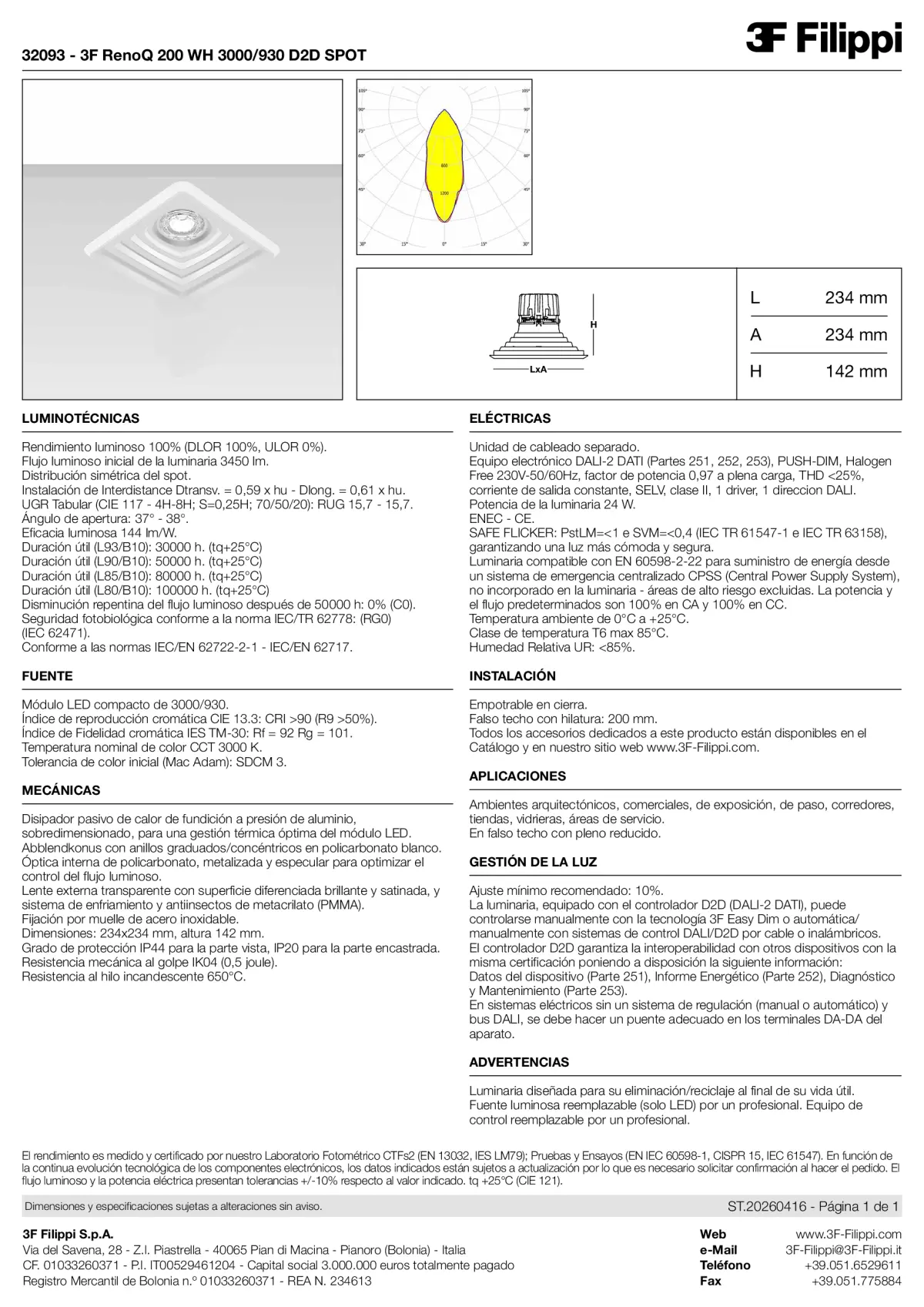 32093 - 3F RenoQ 200 WH 3000-930 D2D SPOT - Datasheet - es
