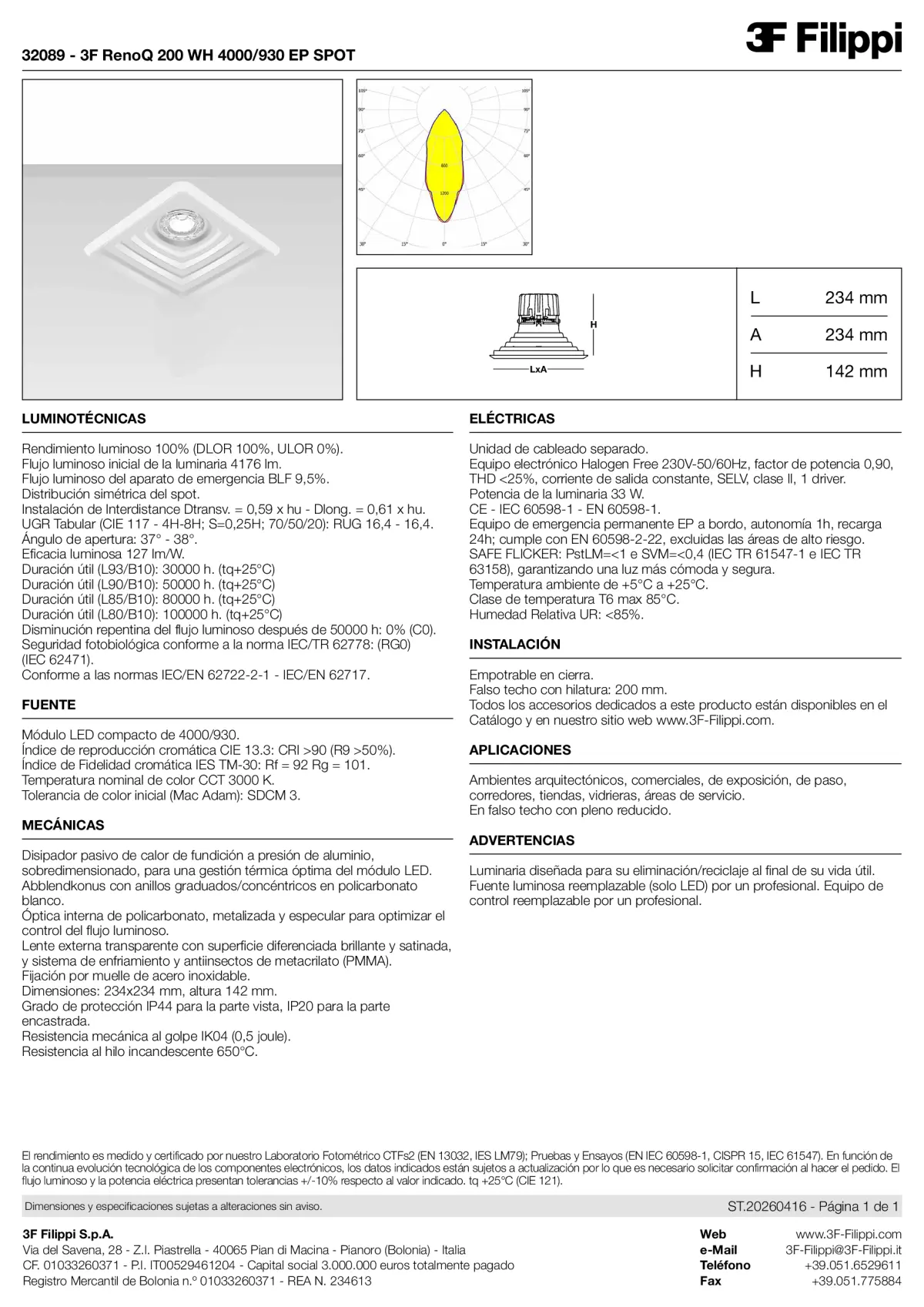 32089 - 3F RenoQ 200 WH 4000-930 EP SPOT - Datasheet - es