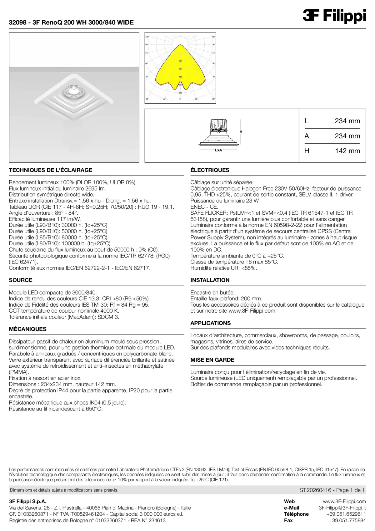 32098 - 3F RenoQ 200 WH 3000-840 WIDE - Datasheet - fr