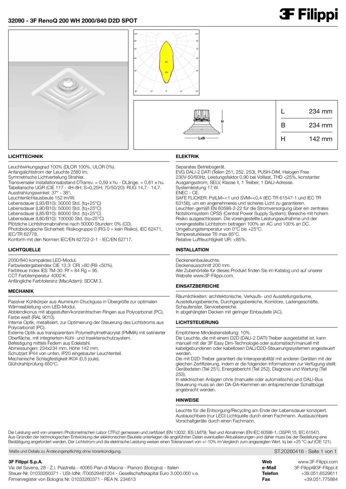 32090 - 3F RenoQ 200 WH 2000-840 D2D SPOT - Datasheet - de