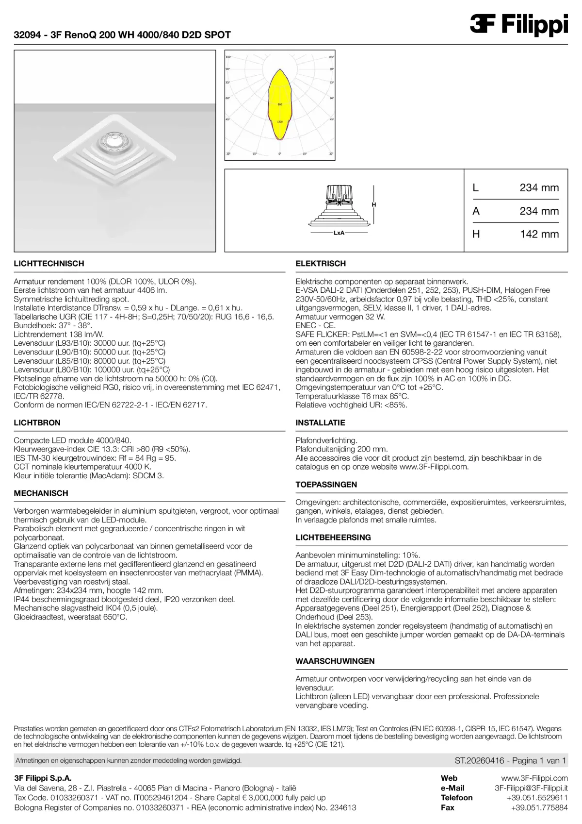 32094 - 3F RenoQ 200 WH 4000-840 D2D SPOT - Datasheet - nl