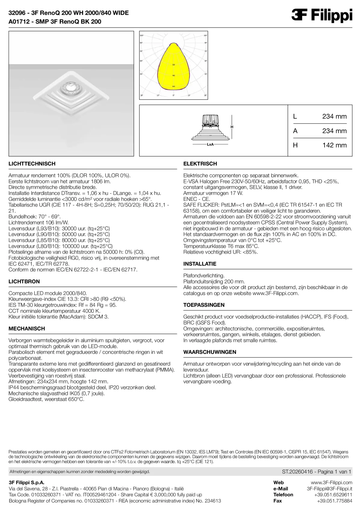 32096+A01712 - 3F RenoQ 200 WH 2000-840 WIDE + SMP BK - Datasheet - nl