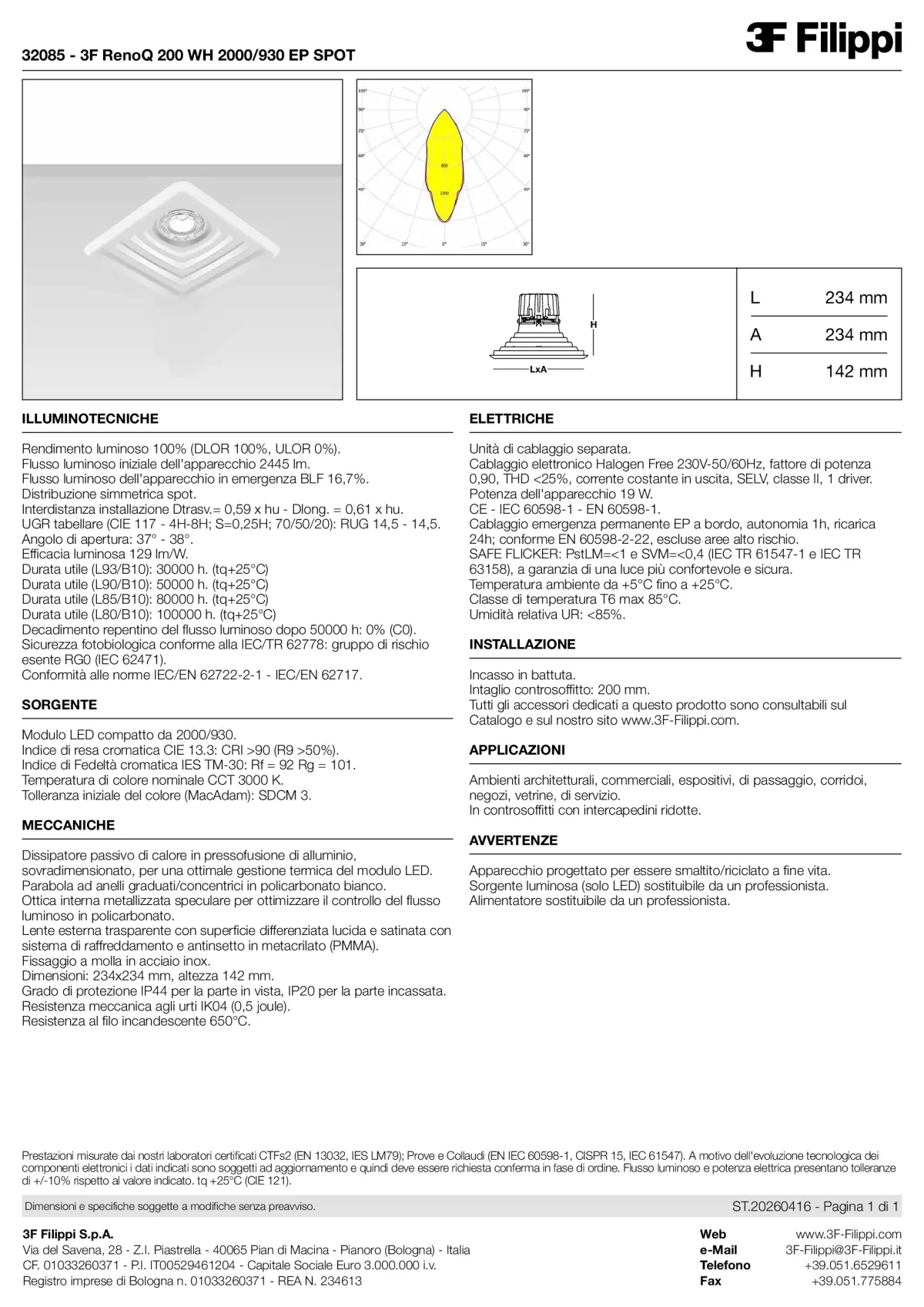 32085 - 3F RenoQ 200 WH 2000-930 EP SPOT - Datasheet - it