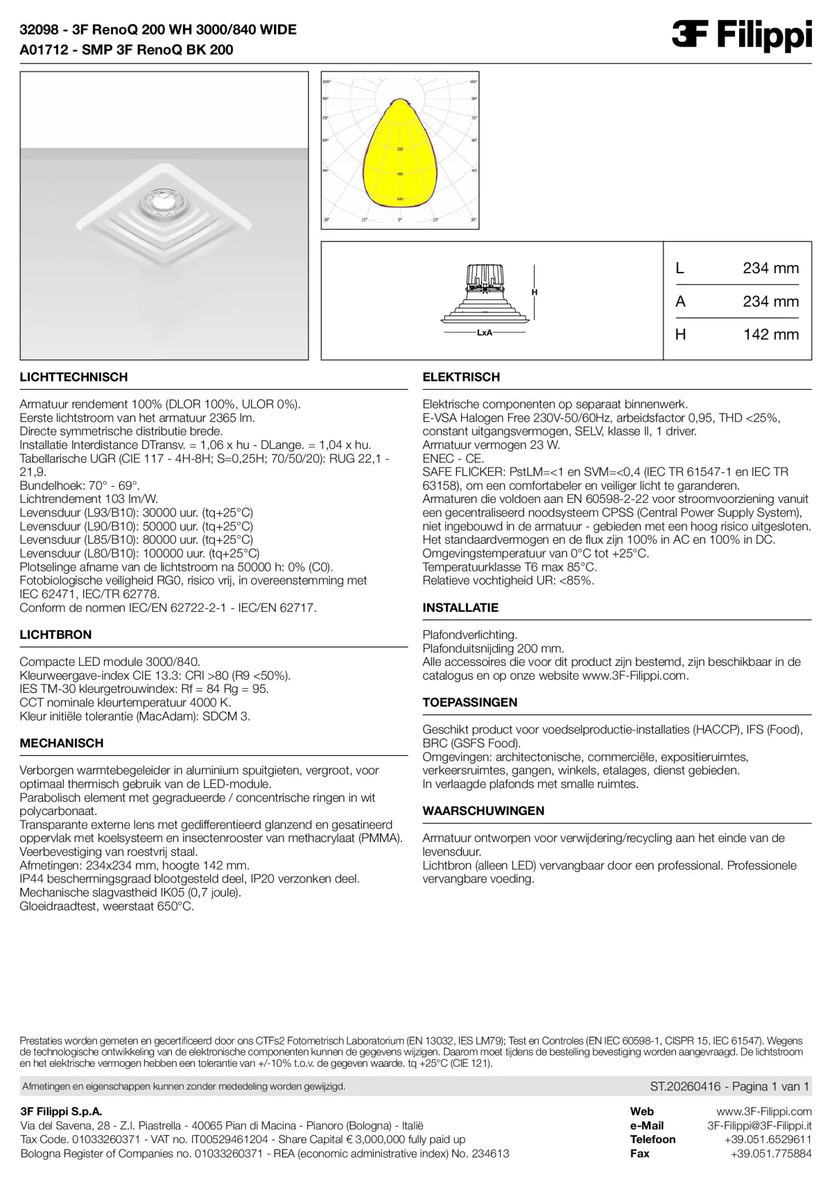 32098+A01712 - 3F RenoQ 200 WH 3000-840 WIDE + SMP BK - Datasheet - nl