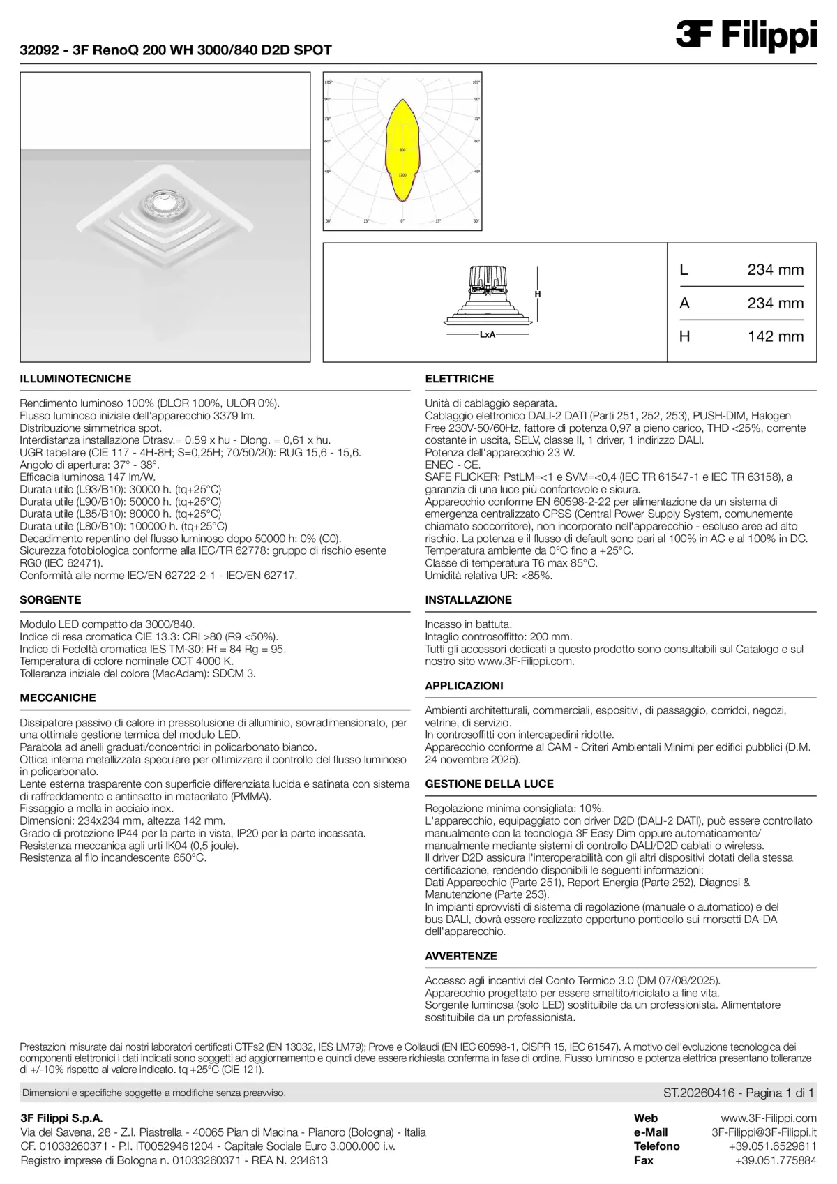 32092 - 3F RenoQ 200 WH 3000-840 D2D SPOT - Datasheet - it