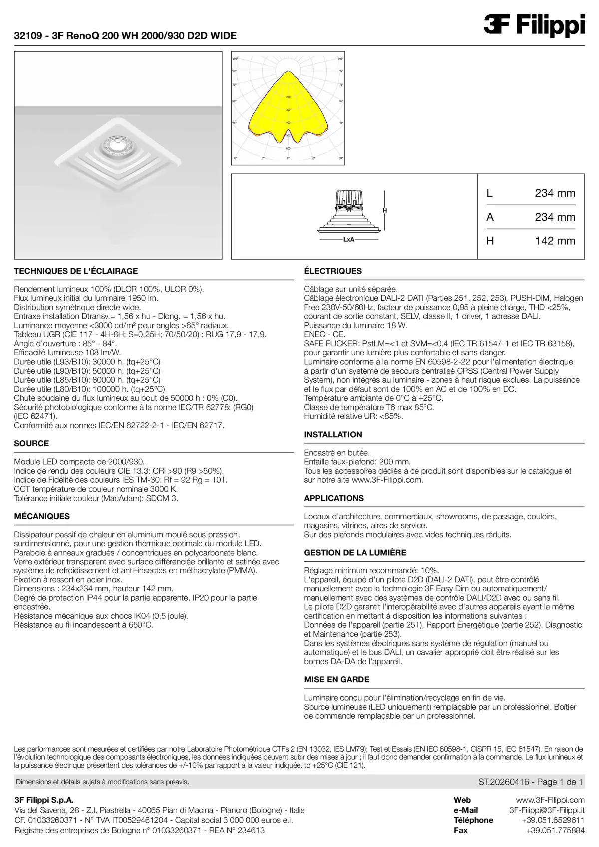 32109 - 3F RenoQ 200 WH 2000-930 D2D WIDE - Datasheet - fr