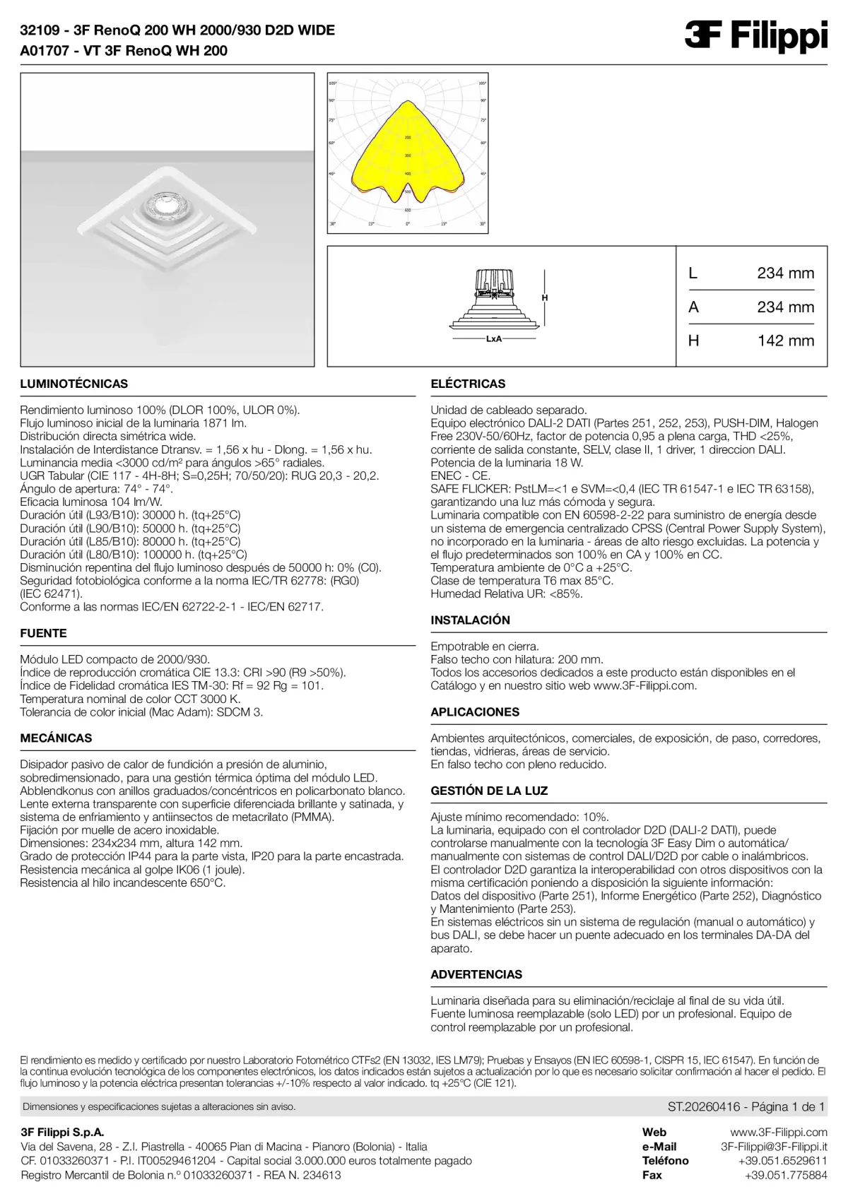 32109+A01707 - 3F RenoQ 200 WH 2000-930 D2D WIDE + VT WH - Datasheet - es