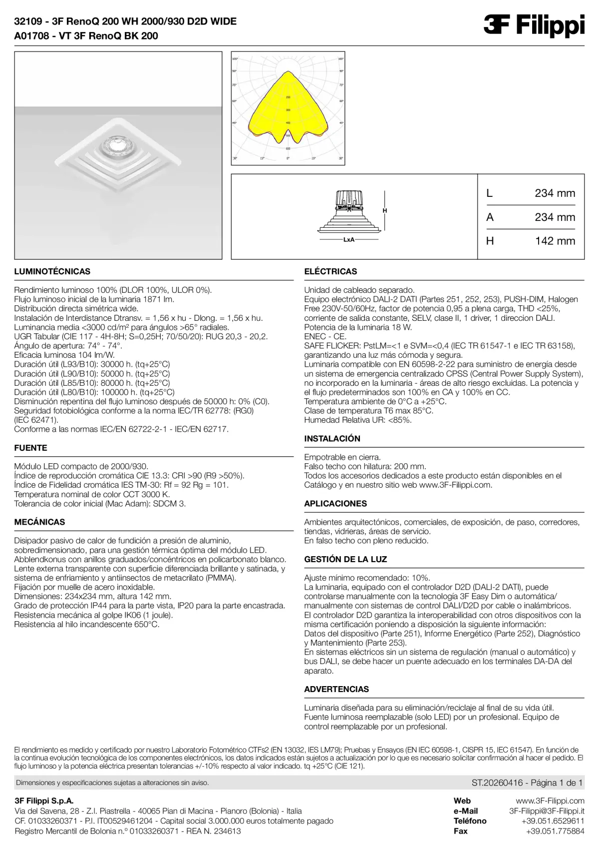 32109+A01708 - 3F RenoQ 200 WH 2000-930 D2D WIDE + VT BK - Datasheet - es