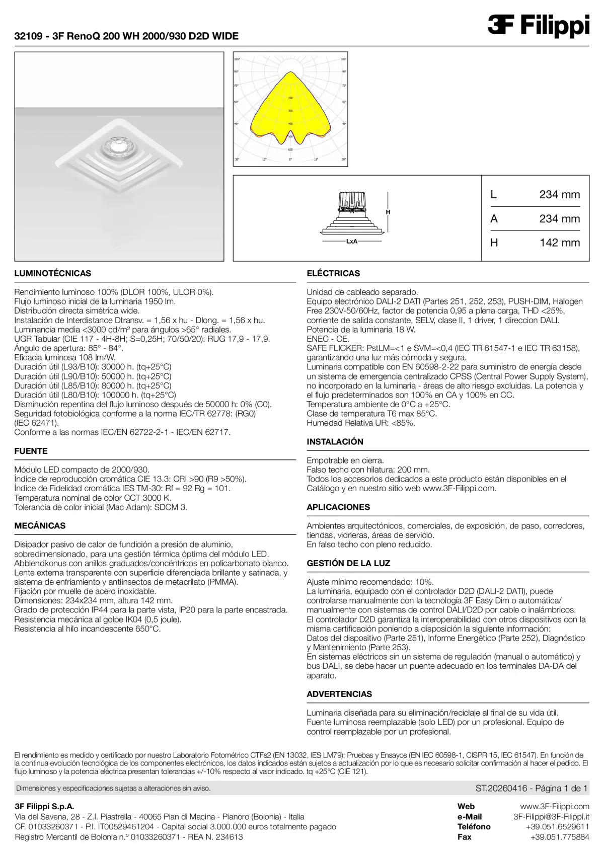 32109 - 3F RenoQ 200 WH 2000-930 D2D WIDE - Datasheet - es