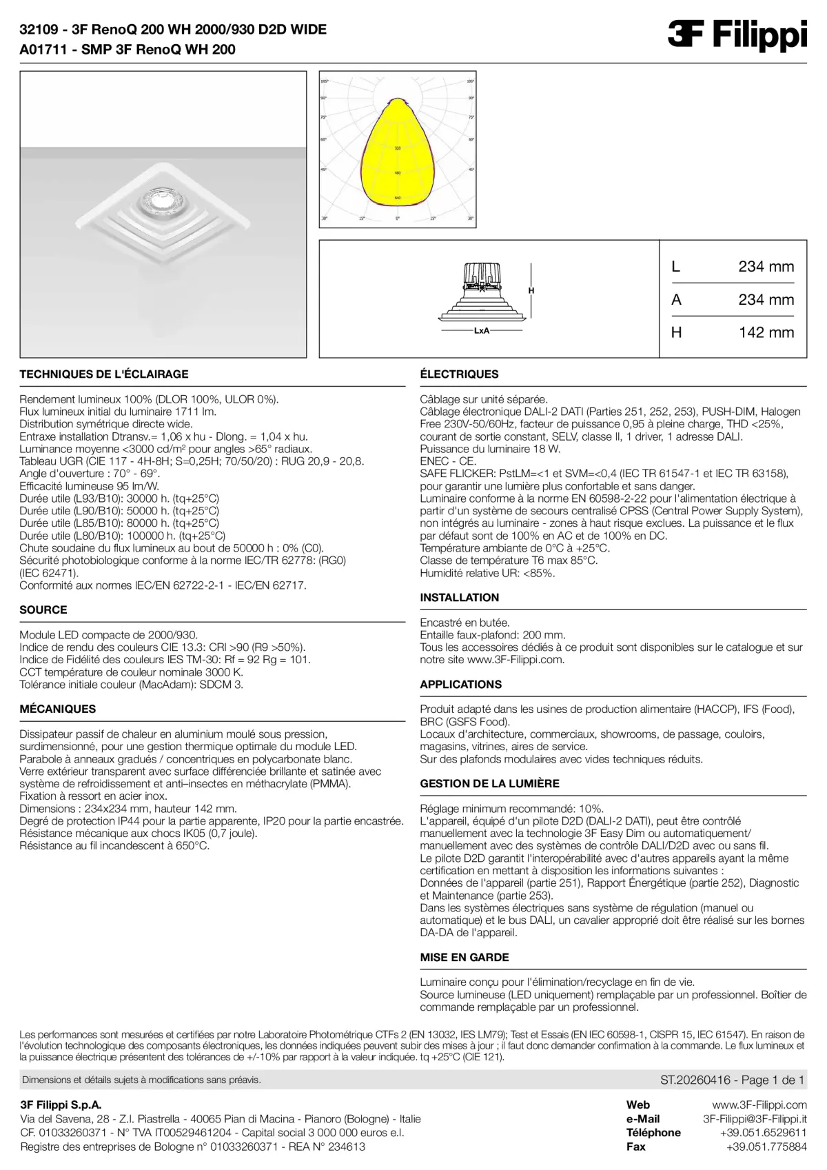 32109+A01711 - 3F RenoQ 200 WH 2000-930 D2D WIDE + SMP WH - Datasheet - fr