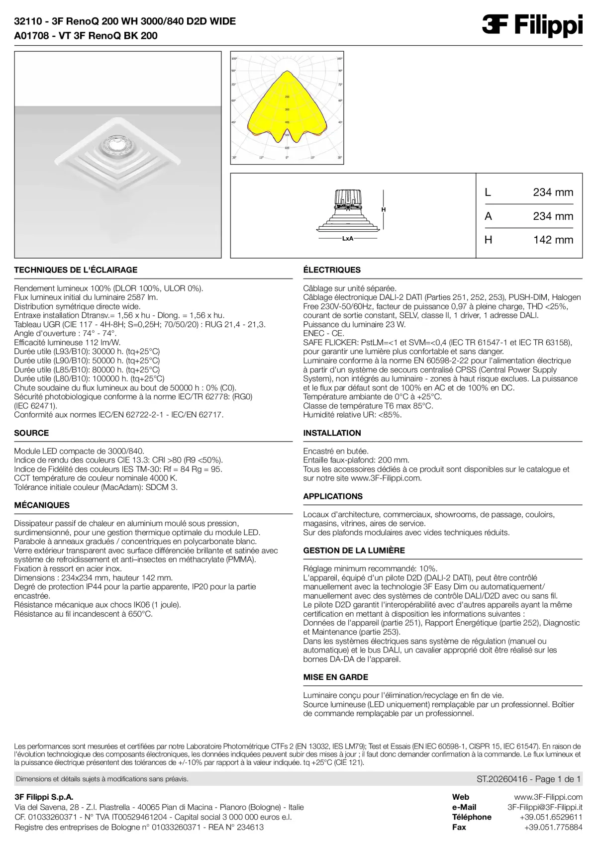 32110+A01708 - 3F RenoQ 200 WH 3000-840 D2D WIDE + VT BK - Datasheet - fr